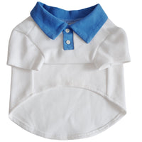 HKM-5637693 Plus Size Colorblock Dog Polo Shirt for Autumn and Winter, Casual Style in Blue and White