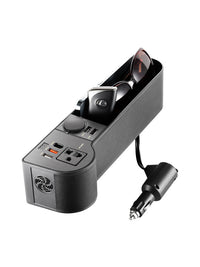 HKM-563795 150W 12V to 220V Car Power Inverter with Storage Box and Multi-functional Charging Capabilities