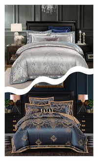HKM-563923 Luxury Tencel Cotton Satin Jacquard Quilt Cover Set - Available in 4-Piece and 6-Piece Options