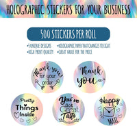 HKM-563923 Rainbow Laser Sticker Label - Round, 1 Inch (2.5 cm), Paper, 55g