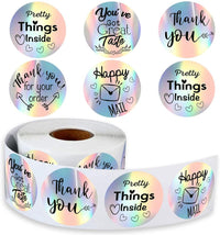 HKM-563923 Rainbow Laser Sticker Label - Round, 1 Inch (2.5 cm), Paper, 55g