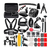 HKM-563987 Universal Action Camera Accessory Kit with Suction Cup, Mounts, Grips, and Carry Case