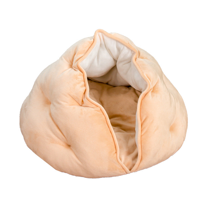 HKM-5640381 Breathable Dumpling Cat Nest for All Seasons – Soft Plush Pet Bed, 50*30 cm
