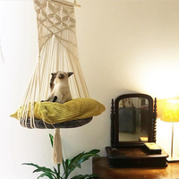 HKM-5640765 Handmade Macrame Pet Swing Cage for Indoor and Outdoor Use, Ideal for Bedrooms and Living Spaces