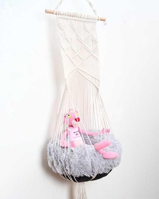 HKM-5640765 Handmade Macrame Pet Swing Cage for Indoor and Outdoor Use, Ideal for Bedrooms and Living Spaces
