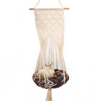 HKM-5640765 Handmade Macrame Pet Swing Cage for Indoor and Outdoor Use, Ideal for Bedrooms and Living Spaces