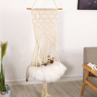 HKM-5640765 Handmade Macrame Pet Swing Cage for Indoor and Outdoor Use, Ideal for Bedrooms and Living Spaces
