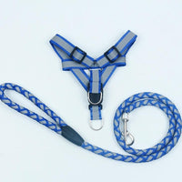 HKM-5640893 Reflective Nylon Braided Pet Leash and Harness Set - Various Colors and Sizes Available