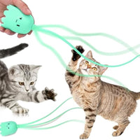 HKM-564115 Interactive Self-Play Cat Toy with Swinging Silicone Tail for Indoor Cats - Rechargeable Automatic Wand Toy