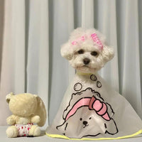 HKM-5641661 Adjustable Waterproof Pet Haircut Cape with Cartoon Print for Grooming and Protection