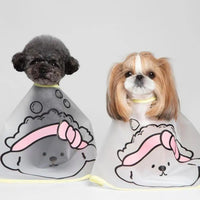 HKM-5641661 Adjustable Waterproof Pet Haircut Cape with Cartoon Print for Grooming and Protection
