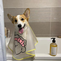 HKM-5641661 Adjustable Waterproof Pet Haircut Cape with Cartoon Print for Grooming and Protection