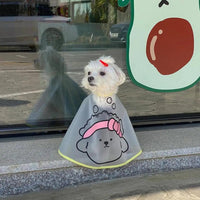 HKM-5641661 Adjustable Waterproof Pet Haircut Cape with Cartoon Print for Grooming and Protection