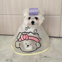HKM-5641661 Adjustable Waterproof Pet Haircut Cape with Cartoon Print for Grooming and Protection