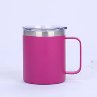 HKM-564179 12oz Eco-Friendly 304 Stainless Steel Coffee Mug with Sliding Lid and Handle for Camping and Travel