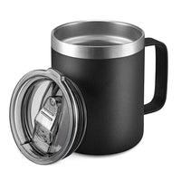 HKM-564179 12oz Eco-Friendly 304 Stainless Steel Coffee Mug with Sliding Lid and Handle for Camping and Travel