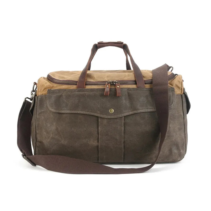 HKM-564179 Retro Waterproof Men's Travel Bag - Large Capacity Fitness and Outdoor Shoulder Bag in Dark Grey, Khaki, and Army Green