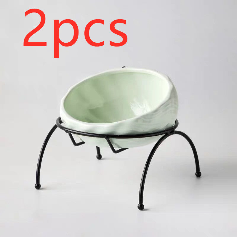 HKM-5643069 Ceramic Pet Bowl with Rack for Cats and Dogs