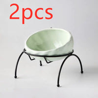 HKM-5643069 Ceramic Pet Bowl with Rack for Cats and Dogs