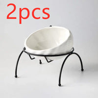 HKM-5643069 Ceramic Pet Bowl with Rack for Cats and Dogs
