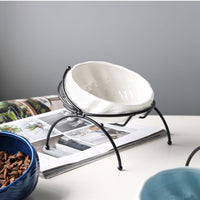 HKM-5643069 Ceramic Pet Bowl with Rack for Cats and Dogs