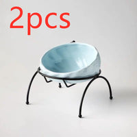 HKM-5643069 Ceramic Pet Bowl with Rack for Cats and Dogs