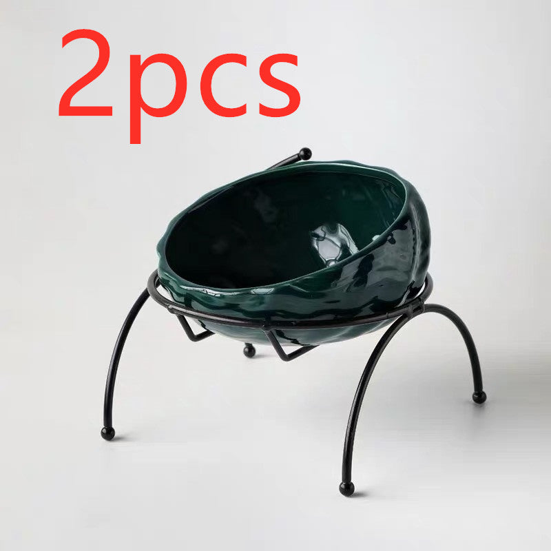 HKM-5643069 Ceramic Pet Bowl with Rack for Cats and Dogs
