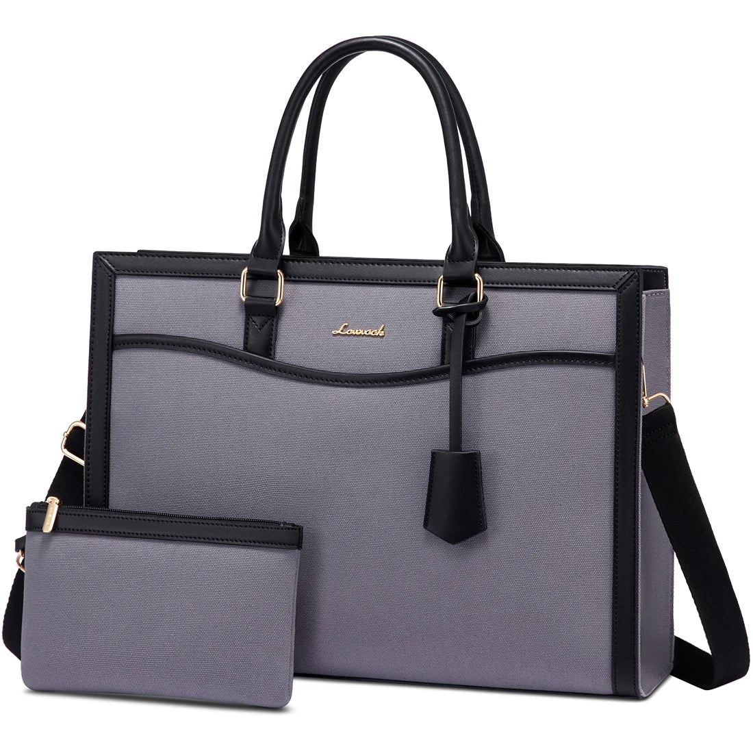 HKM-564307 Stylish Leather Laptop Tote Bag with Storage Compartment for Business and Office Use