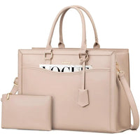 HKM-564307 Stylish Leather Laptop Tote Bag with Storage Compartment for Business and Office Use