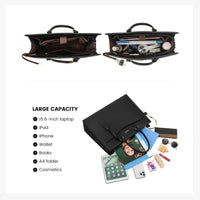 HKM-564307 Stylish Leather Laptop Tote Bag with Storage Compartment for Business and Office Use