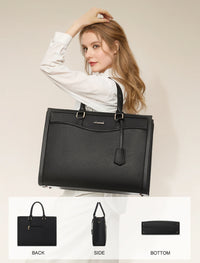 HKM-564307 Stylish Leather Laptop Tote Bag with Storage Compartment for Business and Office Use