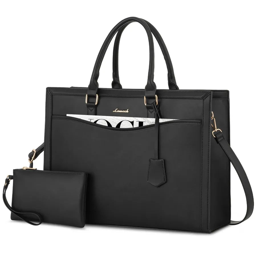 HKM-564307 Stylish Leather Laptop Tote Bag with Storage Compartment for Business and Office Use