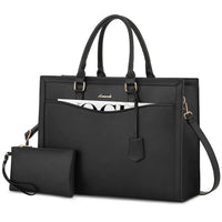 HKM-564307 Stylish Leather Laptop Tote Bag with Storage Compartment for Business and Office Use