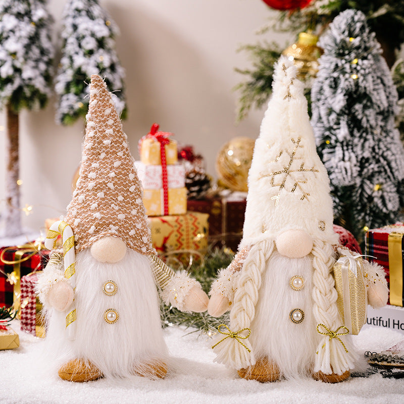 HKM-564371 Faceless Doll Ornament with Lighted Hat - Christmas Decorative Figure for Holiday Decor