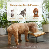 HKM-5644349 Tilted Ceramic Feeding Bowl Set with Bamboo Stand for Small Dogs and Cats