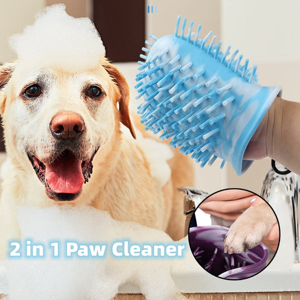 HKM-5644733 2 in 1 Pet Paw Cleaning Cup with Silicone Brush for Dogs and Cats - Portable Foot Washer and Grooming Tool