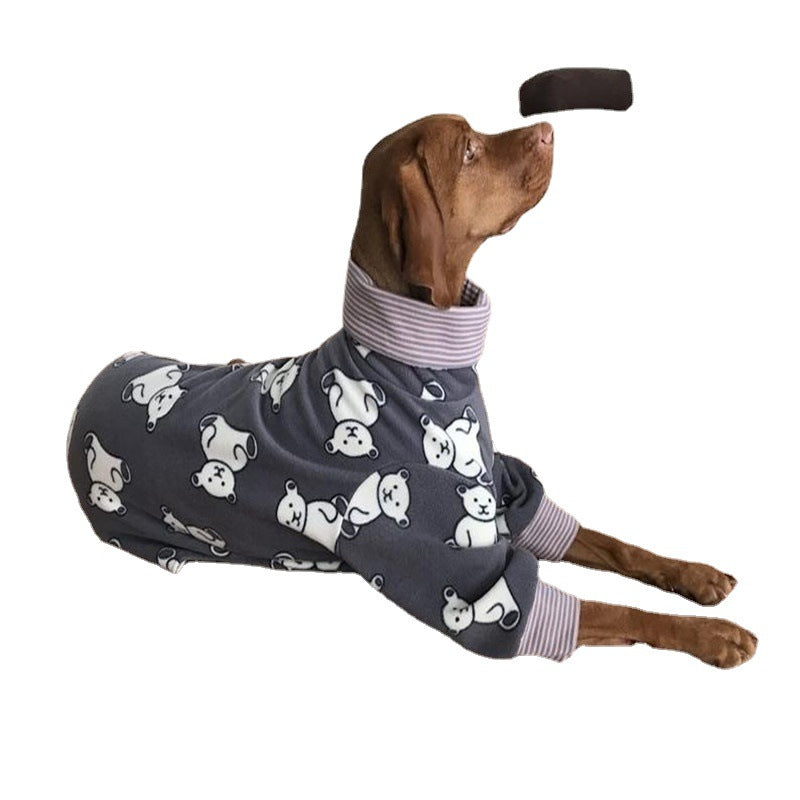 HKM-5645245 Soft and Comfortable High Collar Four-Legged Pet Clothing in Blue, Orange, and Gray