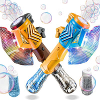 HKM-564563 Automatic Light-Up Axe Wand Bubble Machine for Kids - Fun Outdoor Bubble Blaster