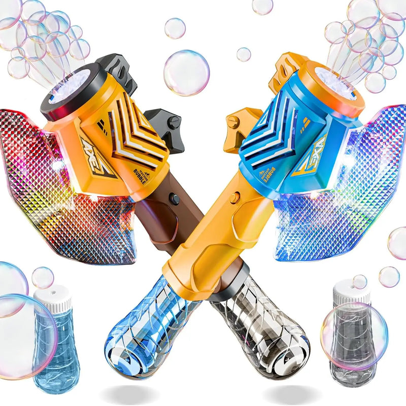 HKM-564563 Automatic Light-Up Axe Wand Bubble Machine for Kids - Fun Outdoor Bubble Blaster