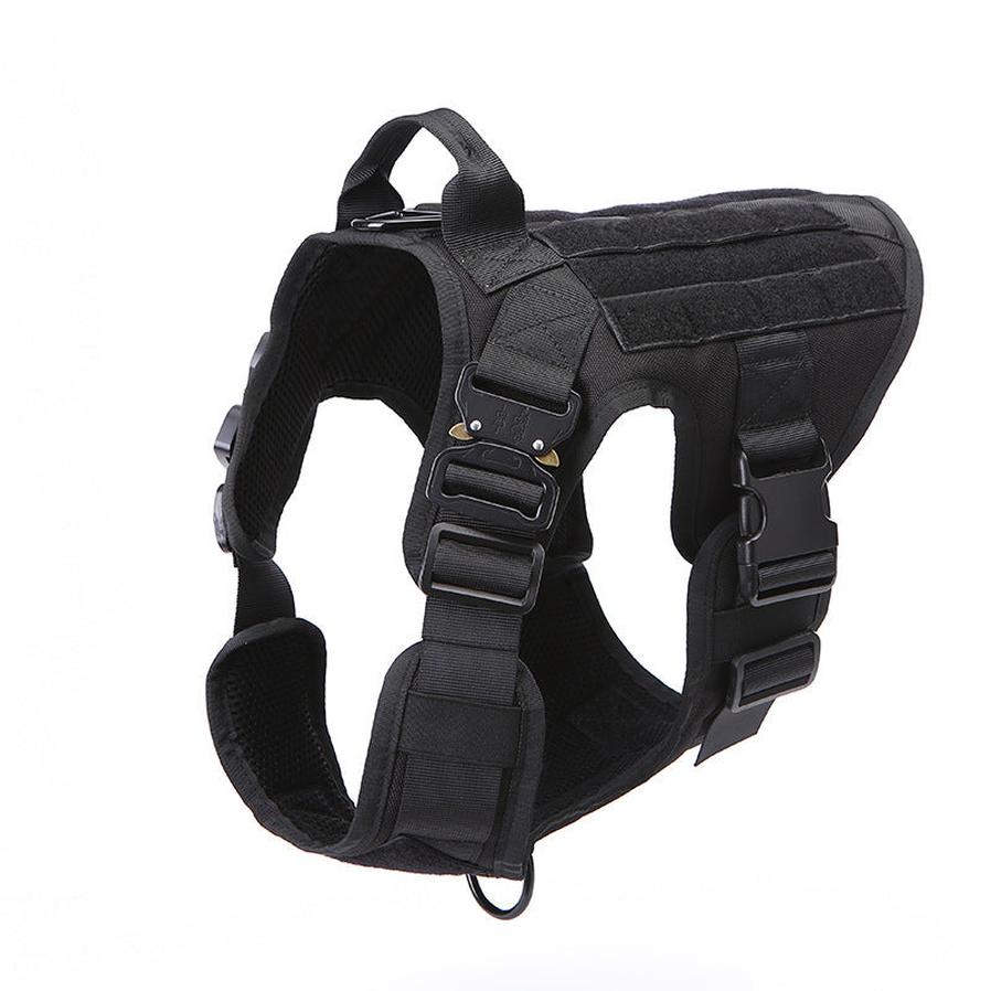 HKM-564627 Portable Tactical Dog Vest with Leash - Military-Grade Nylon, Available in Black, Brown, Army Green