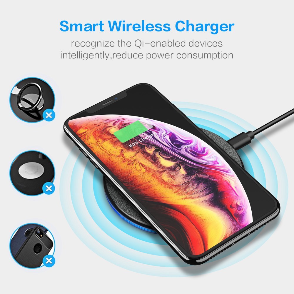 HKM-564627 Ultra-Light Portable Wireless Charger for Mobile Phones - Metal Design in Black