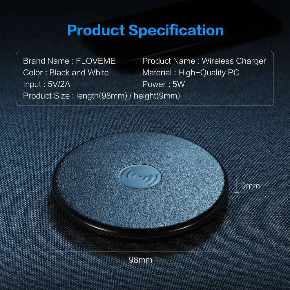 HKM-564627 Ultra-Light Portable Wireless Charger for Mobile Phones - Metal Design in Black