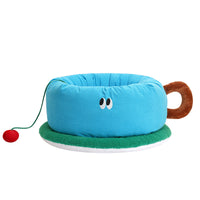 HKM-5646909 Sky Blue Teacup Dog Bed - Cozy Flannel Pet Kennel for Cats and Dogs, Size L65xW65xH30cm