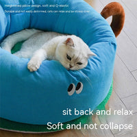 HKM-5646909 Sky Blue Teacup Dog Bed - Cozy Flannel Pet Kennel for Cats and Dogs, Size L65xW65xH30cm