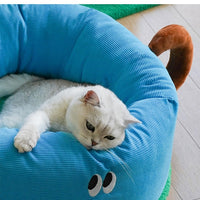 HKM-5646909 Sky Blue Teacup Dog Bed - Cozy Flannel Pet Kennel for Cats and Dogs, Size L65xW65xH30cm
