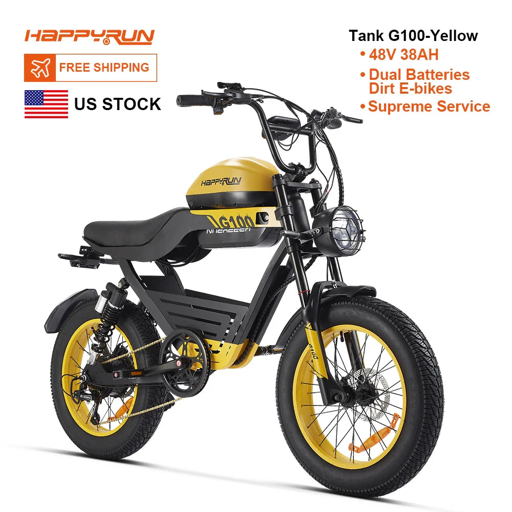 HKM-564691 HappyRun G100 Electric Bike with 2000W Power and Dual Batteries for Long Range Riding
