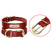 HKM-5648701 Personalized Cowhide Dog Collar with Nameplate ID Tag for Medium to Large Dogs