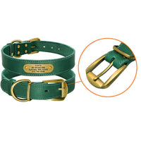 HKM-5648701 Personalized Cowhide Dog Collar with Nameplate ID Tag for Medium to Large Dogs