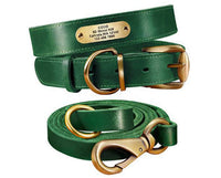 HKM-5648701 Personalized Cowhide Dog Collar with Nameplate ID Tag for Medium to Large Dogs