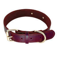 HKM-5648701 Personalized Cowhide Dog Collar with Nameplate ID Tag for Medium to Large Dogs